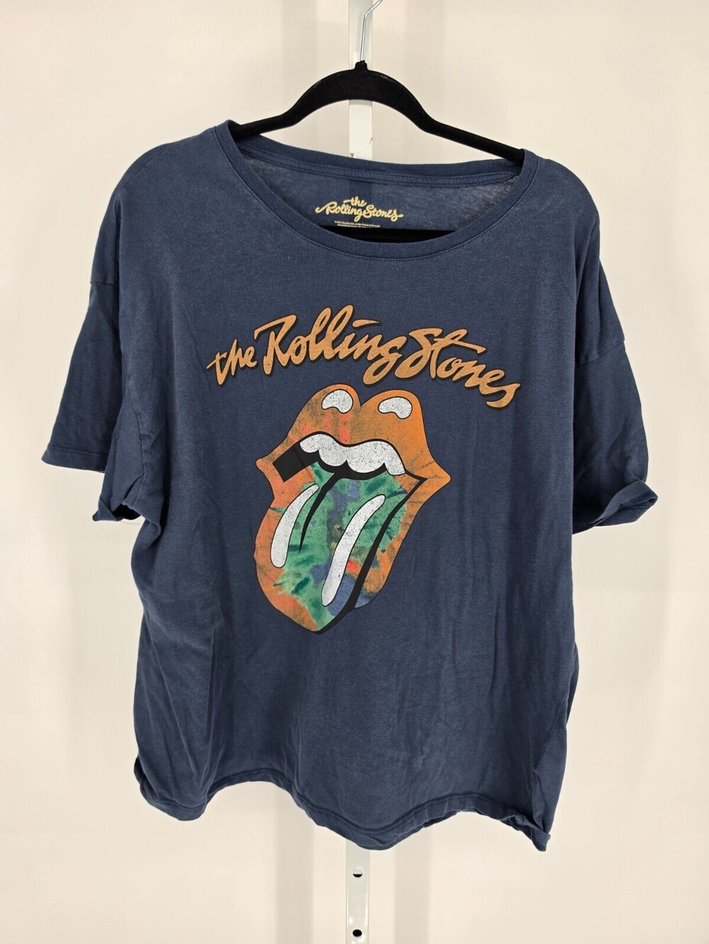 The Rolling Stones Womens Sz XL Short Sleeve Repro Band T Shirt Blue Tongue